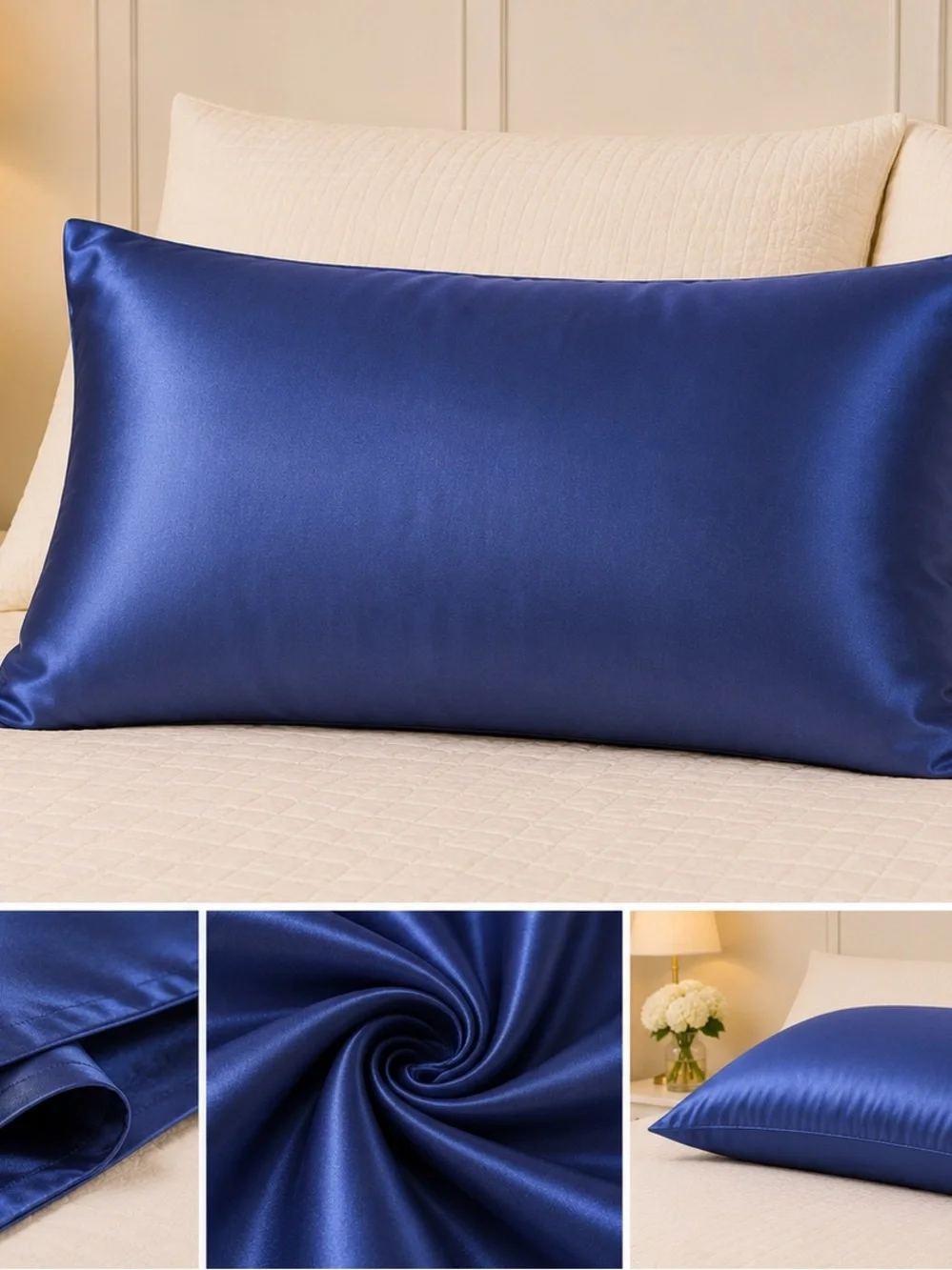 Satin Pillowcase - Navy Blue Luxury Sleep Pillowcase